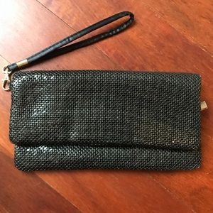 Sparkly black mesh clutch wristlet